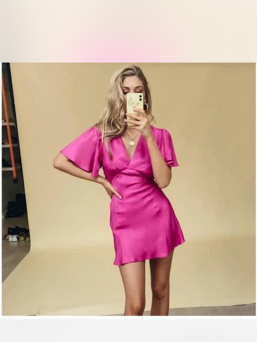 VRG GRL All the Way pink satin mini dress